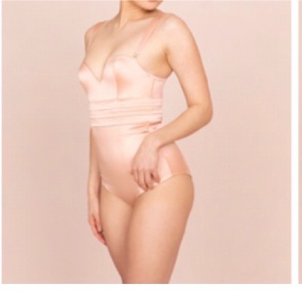 Agent Provocateur Satin Sculpting Bodysuit in Blush